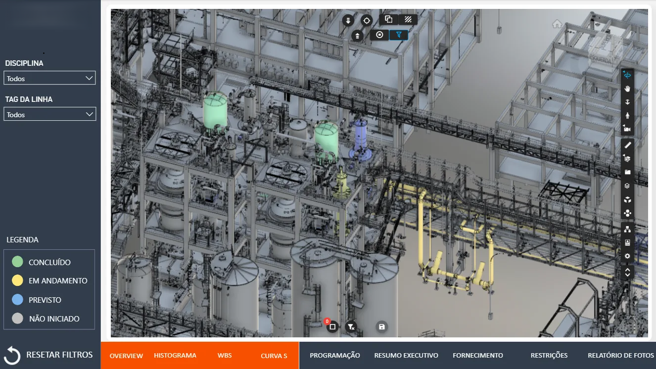 Modelo BIM industrial integrado ao planejamento